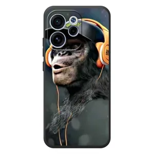 Чехол с Обезьянами OPPO Reno 15F - (AlphaPrint) (В наушниках)