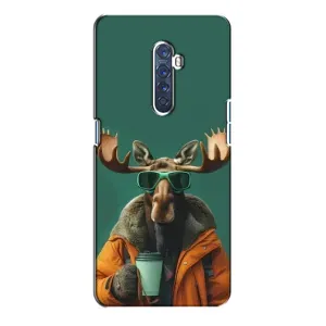 Чохол з принтом стильні тварини для OPPO Reno 2 (Лось з кавою)