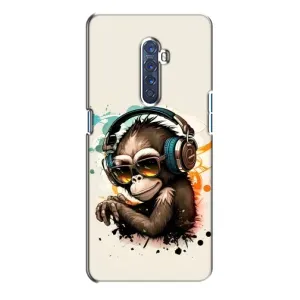Чехол с Обезьянами Oppo Reno 2 - (AlphaPrint) (Макака в наушниках)