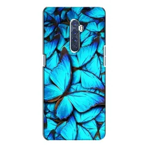 Чехол с принтом для Оппо Рено 2 - (Прикольные) (AlphaPrint) (Синие бабочки)