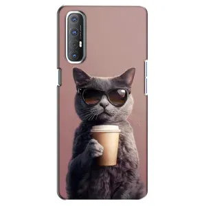 Чохол з принтом стильні тварини для OPPO Reno 3 Pro (Кіт з кавою)