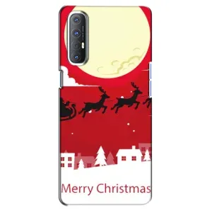 Рождественские Чехлы для Oppo Reno 3 Pro (VPrint) (Санта с оленями)