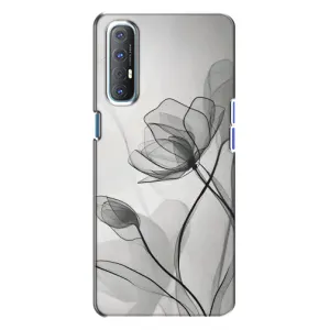 Чохол з квітковим принтом на OPPO Reno 3 (Чорні квіти)