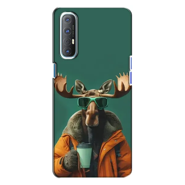 Чехол с принтом «Лось с кофе» для OPPO Reno 3