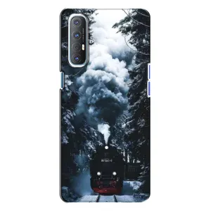 Новогодние, Праздничные Чехлы для Oppo Reno 3 - 2024 год (Зимний поезд)