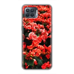 Чехлы с Цветами для OPPO Reno 4 Lite (VPrint) (Цветы красные)