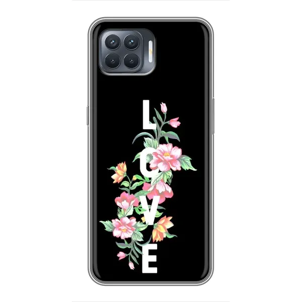 Чехол с принтом «Цветы LOVE» для OPPO Reno 4 Lite Чехол с принтом «Цветы LOVE» для OPPO Reno 4 Lite