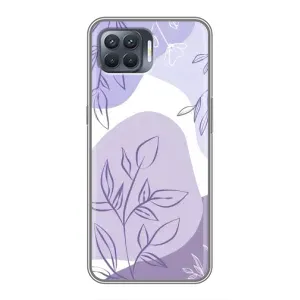 Силиконовый чехол с принтом в цветах на OPPO Reno 4 Lite (Фиолетовые листья абстракция)