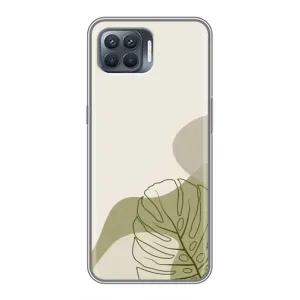 Силиконовый чехол с принтом в цветах на OPPO Reno 4 Lite (Зеленая монстера дизайн)