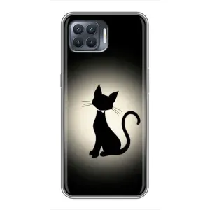 Чехол с принтом для OPPO Reno 4 Lite (AlphaPrint) Модные коты (Силуэт котика)