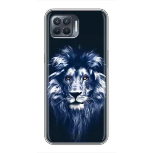 Чехол со Львом для OPPO Reno 4 Lite (VPrint) (Синий Лев)