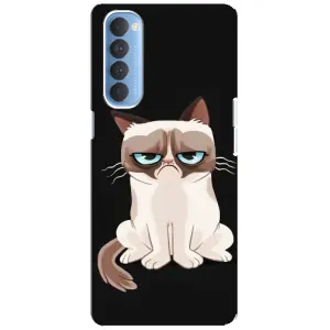 Чехол с принтом для Oppo Reno 4 Pro (AlphaPrint) Модные коты (Грустный кот)