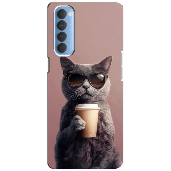 Чехол с принтом «Кот с кофе» для OPPO Reno 4 Pro