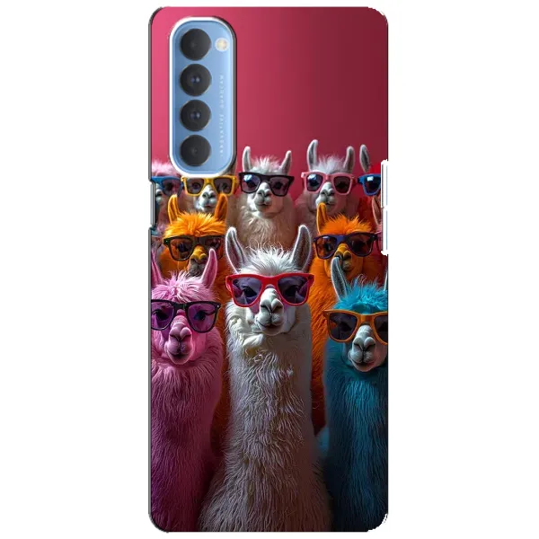 Чехол с принтом «Ламы в очках» для OPPO Reno 4 Pro