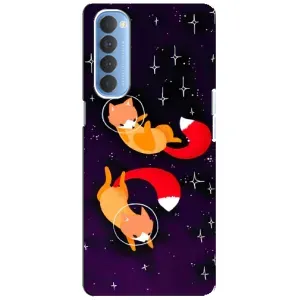 Чохли з картинкою Лисичка для Oppo Reno 4 Pro (VPrint) (Лисички космонавти)