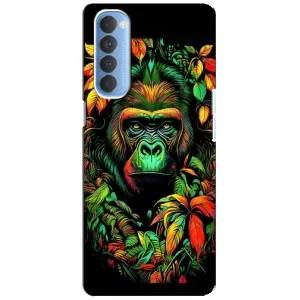 Чохол з Мавпами Oppo Reno 4 Pro - (AlphaPrint) (Мавпа в квітах)