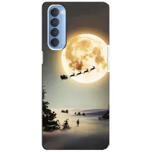 Новорічні, Святкові Чохли для Oppo Reno 4 Pro - 2024 год (Санта на місяці)