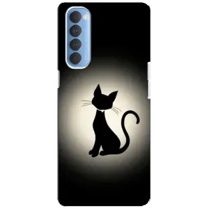Чехол с принтом для Oppo Reno 4 Pro (AlphaPrint) Модные коты (Силуэт котика)