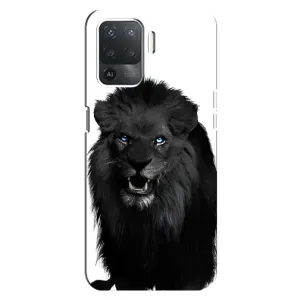 Чехлы с картинками животных OPPO Reno 5 Lite (Черный ЛЕВ)