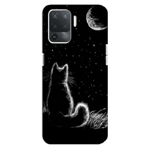Чохол з принтом для OPPO Reno 5 Lite (AlphaPrint) Модні коти (Котик і місяць)
