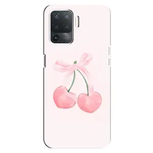 Чехол с розовым рисунком для OPPO Reno 5 Lite (Розовые вишни)