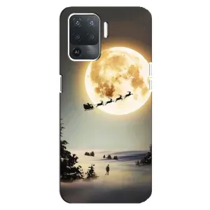Новогодние, Праздничные Чехлы для OPPO Reno 5 Lite - 2024 год (Санта на луне)