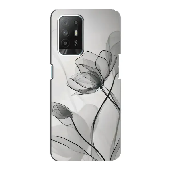 Чехол с принтом «Черные цветы» для OPPO Reno 5z