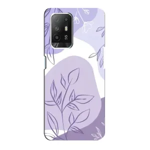 Силиконовый чехол с принтом в цветах на Oppo Reno 5z (Фиолетовые листья абстракция)