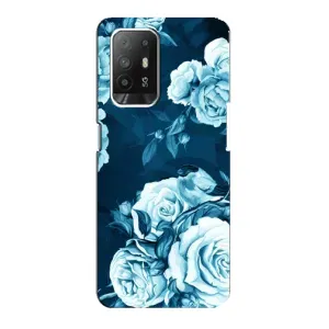 Чехлы (ART) Цветы на Oppo Reno 5z (VPrint) (Голубые Бутоны)