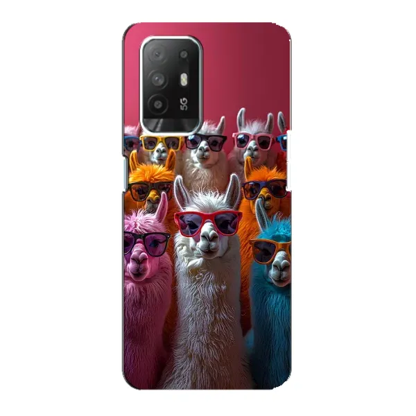 Чехол с принтом «Ламы в очках» для OPPO Reno 5z