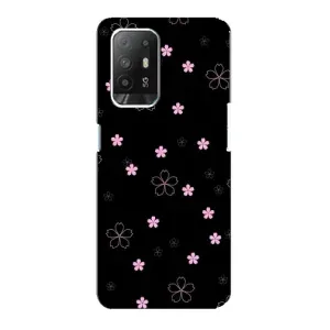 Чохол з розовим принтом для Oppo Reno 5z (Рожеві квіти на чорному)