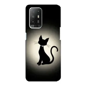 Чехол с принтом для Oppo Reno 5z (AlphaPrint) Модные коты (Силуэт котика)