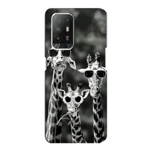 Силиконовый чехол с КАРТИНКАМИ лето для Oppo Reno 5z (AlphaPrint) (Жирафы в очках)