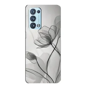 Чохол з квітковим принтом на OPPO Reno6 Pro Plus 5G . українською . (Чорні квіти)