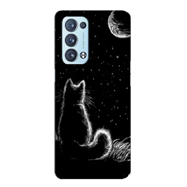 Чехол с принтом «Котик и луна» для OPPO Reno6 Pro Plus 5G Чехол с принтом «Котик и луна» для OPPO Reno6 Pro Plus 5G