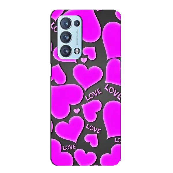 Чохол з принтом «Pink hearts» для OPPO Reno6 Pro Plus 5G