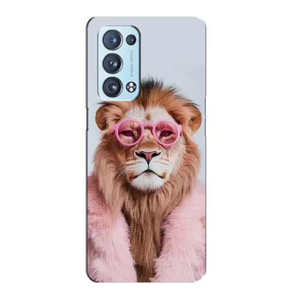 Чехол с принтом «Лев в очках» для OPPO Reno6 Pro 5G