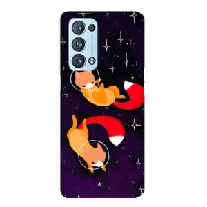 Чехлы с картинкой Лисички для Oppo Reno6 Pro 5G (VPrint) (Лисички космонавты)