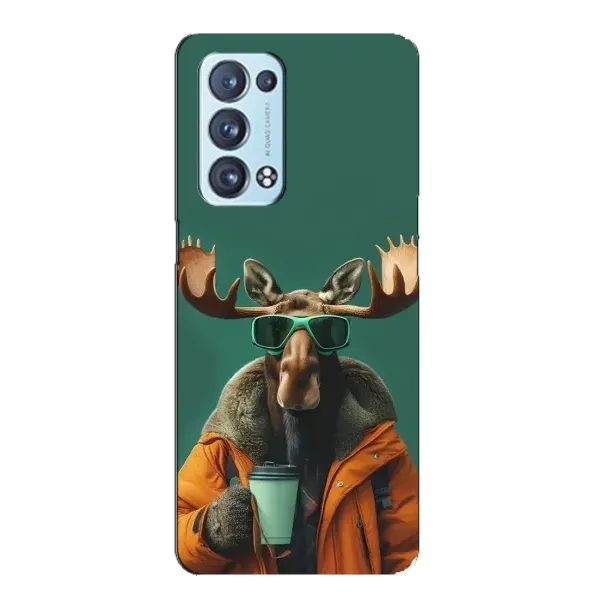 Чехол с принтом «Лось с кофе» для OPPO Reno6 Pro 5G