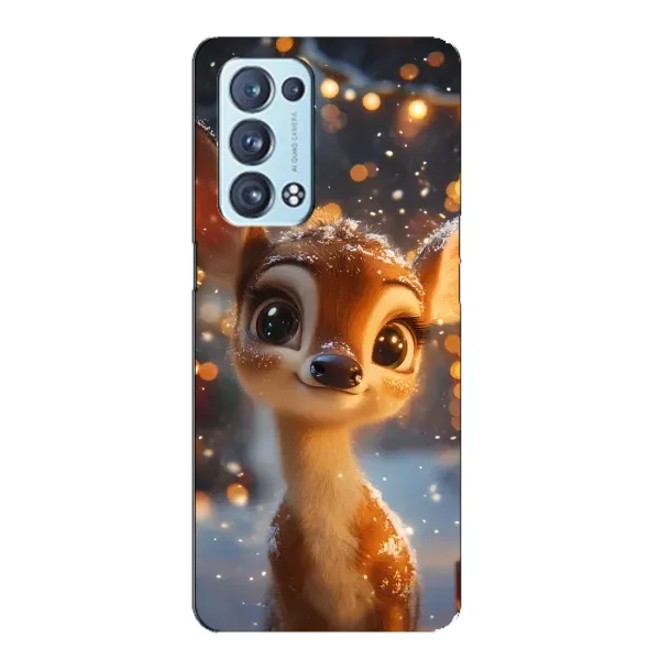 Чехол с принтом «Олененок среди гирлянд» для OPPO Reno6 Pro 5G Чехол с принтом «Олененок среди гирлянд» для OPPO Reno6 Pro 5G