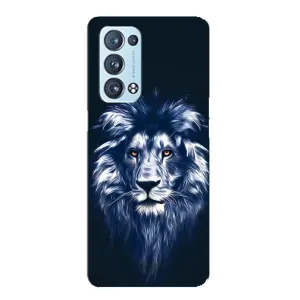 Чехол со Львом для Oppo Reno6 Pro 5G (VPrint) (Синий Лев)