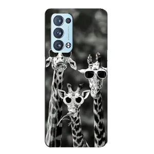 Силиконовый чехол с КАРТИНКАМИ лето для Oppo Reno6 Pro 5G (AlphaPrint) (Жирафы в очках)