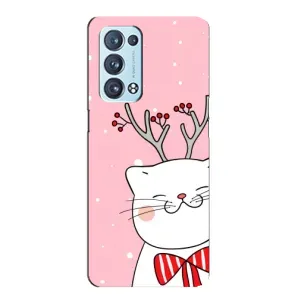 Новогодние Чехлы для Оппо Рено 6 Про (VPrint) (Зимний кот)