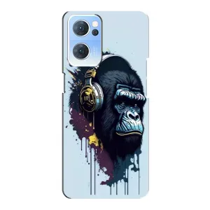 Чехол с Обезьянами Oppo Reno7 5G - (AlphaPrint) (Горилла в наушниках)