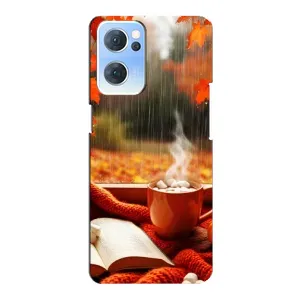 Чохол з унікальним дизайном 'Осінь з кавою' для Oppo Reno7 5G (Кава і дощ)