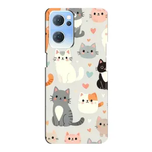 Чехол с рисунком кот на Oppo Reno7 5G (Коллаж котов)