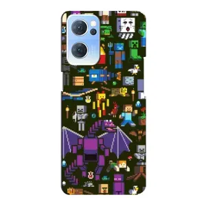 Чехол Майнкрафт на Oppo Reno7 5G (AlphaPrint) Minecraft (Коллаж Майнкрафт)