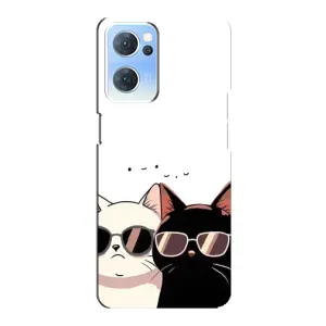 Чехол с рисунком кот на Oppo Reno7 5G (Коты в очках)