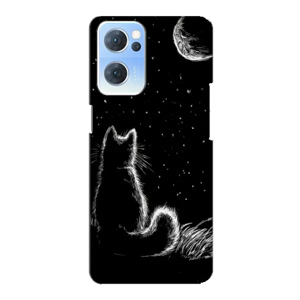 Чехол с принтом «Котик и луна» для OPPO Reno7 5G
