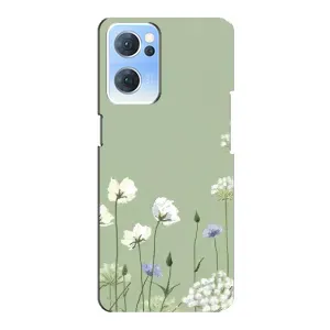 Чохол з квітковим принтом на OPPO Reno7 5G (Квіти на зеленому)